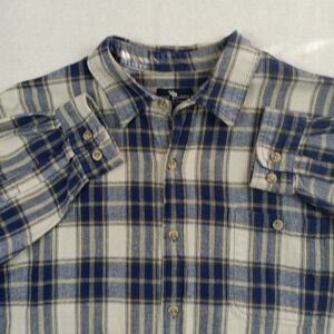 Moose Creek Mens Blue White Plaid Flannel Long Sleeve Shirt – 2XLT